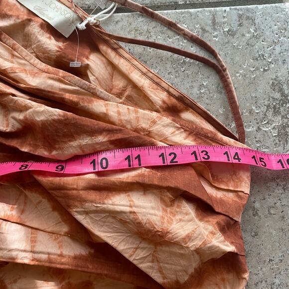 ULLA JOHNSON Senta One-Shoulder Tie Dye Stripe Cotton Top Sequoia - Picture 13 of 16